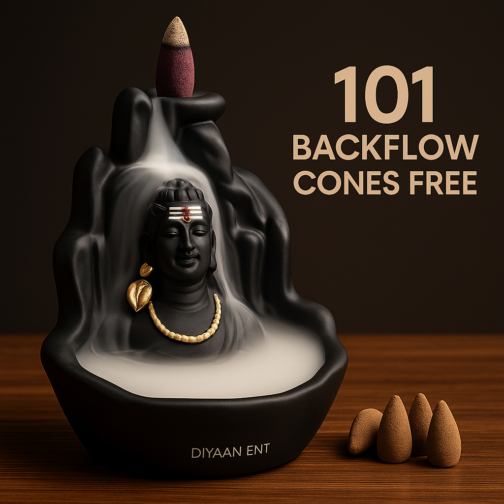 Mahadev Adiyogi Smoke Fountain | Backflow Incense Holder with 101 Cones