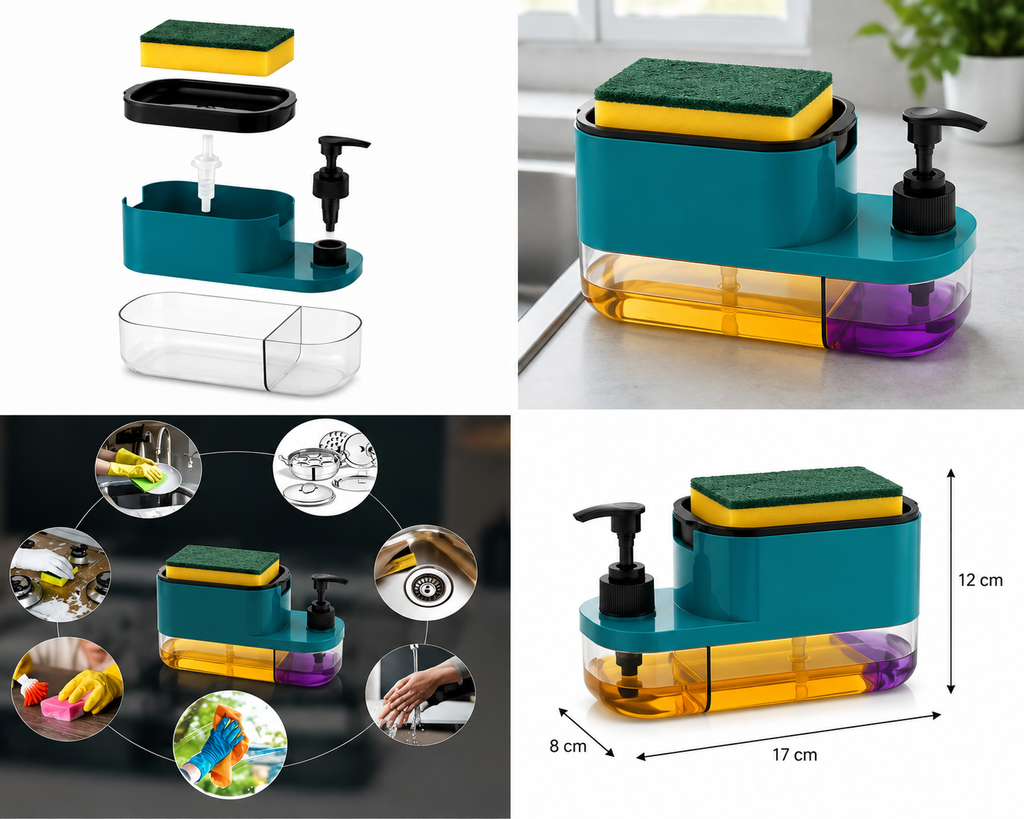 3-in-1 Soap Dispenser with Sponge Holder