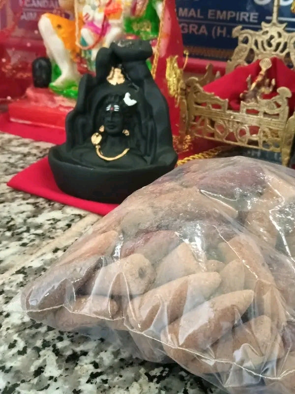Handcrafted Lord Adiyogi, Mahadev,Backflow Cone Incense Holder | Shiv Decorative Showpiece with 101 Free Fragrance Smoke
